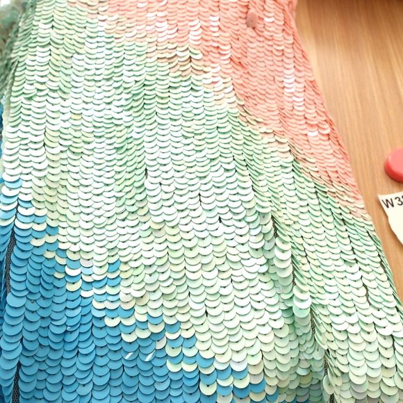 Sequin Dress Medium Mini Cocktail Striped Allover Pastel Candy Party Circus $595 - Picture 10 of 16